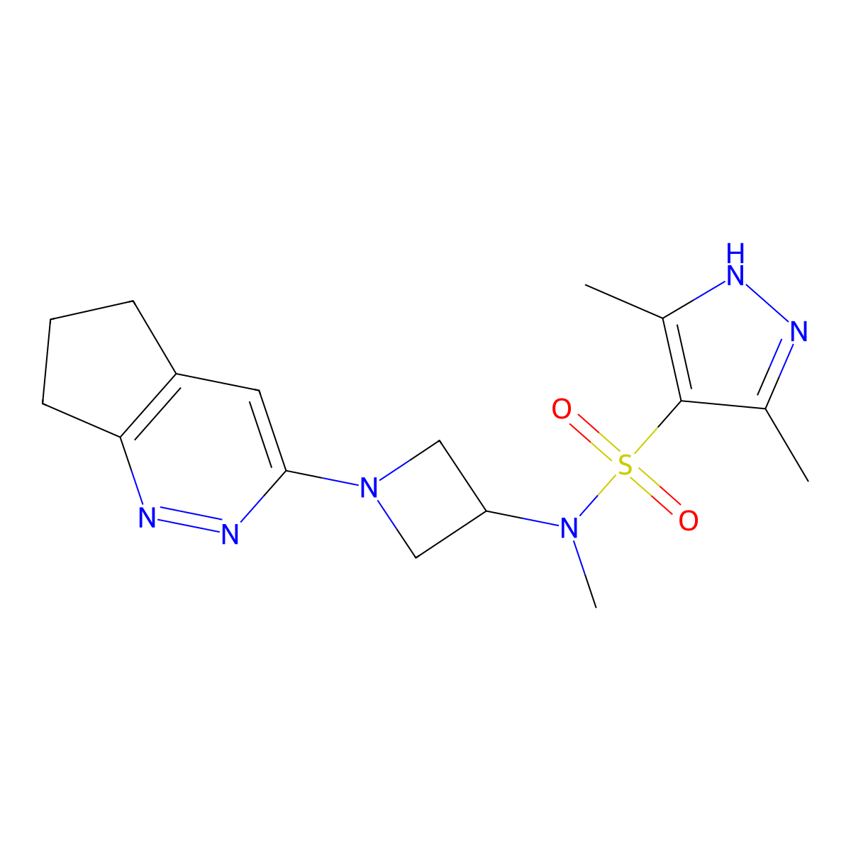N-(1-{5H,6H,7H-cyclopenta[c]pyridazin-3-yl}azetidin-3-yl)-N,3,5-trimethyl-1H-pyrazole-4-sulfonamide molecular structure, CAS 2197294-32-7