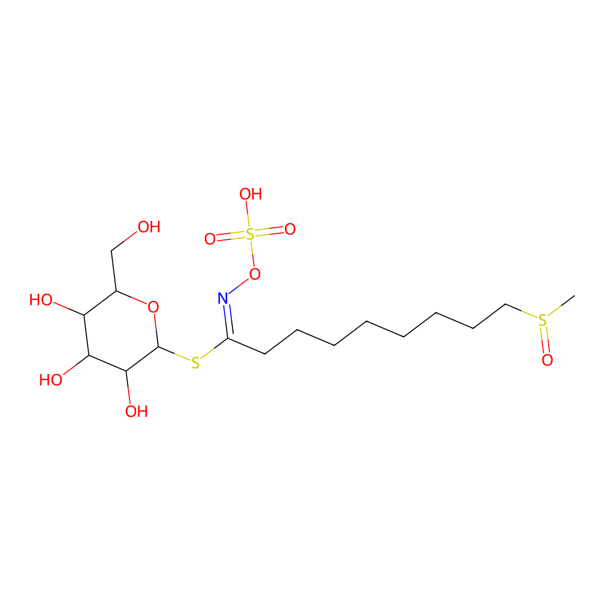 9-(Methylsulfinyl)-N-(sulfooxy)nonanimidothioic acid S-(beta-D-glucopyranosyl) ester molecular structure, CAS 21973-60-4