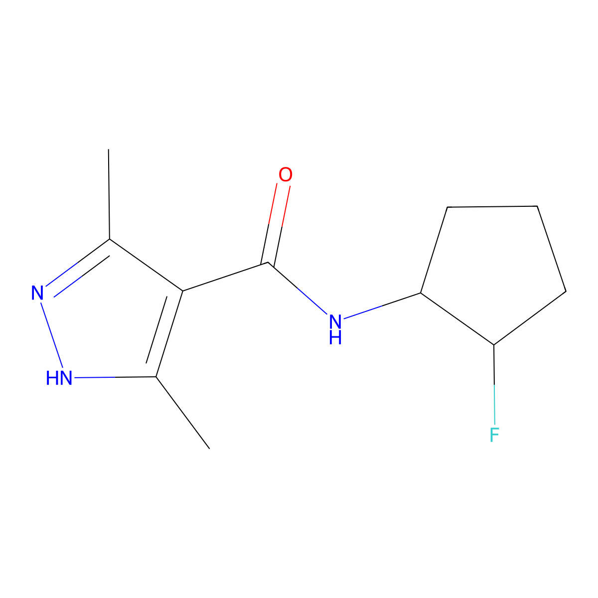 N-(2-fluorocyclopentyl)-3,5-dimethyl-1H-pyrazole-4-carboxamide molecular structure, CAS 2197310-34-0
