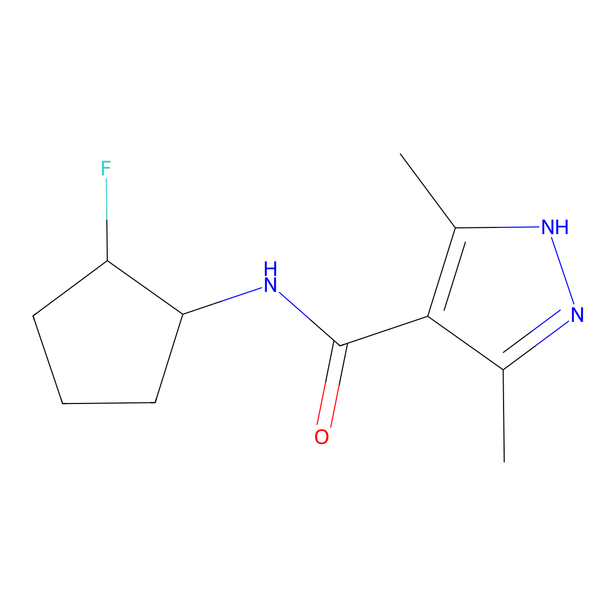 N-(2-fluorocyclopentyl)-3,5-dimethyl-1H-pyrazole-4-carboxamide molecular structure, CAS 2197310-34-0