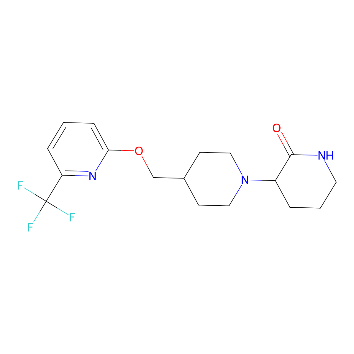 4-({[6-(Trifluoromethyl)pyridin-2-yl]oxy}methyl)-[1,3'-bipiperidine]-2'-one molecular structure, CAS 2197365-57-2
