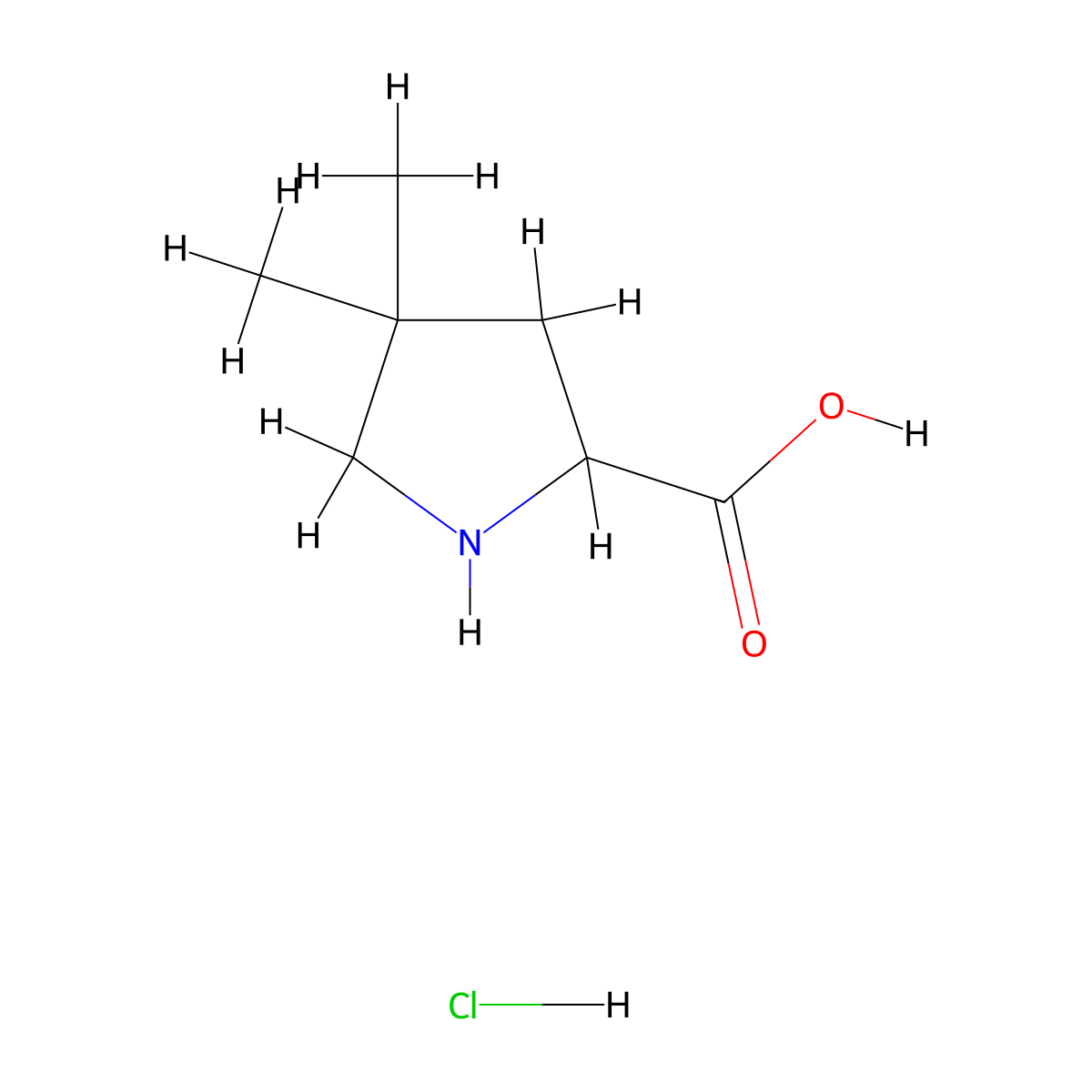 4,4-Dimethylpyrrolidine-2-carboxylic acid hydrochloride molecular structure, CAS 2197372-53-3