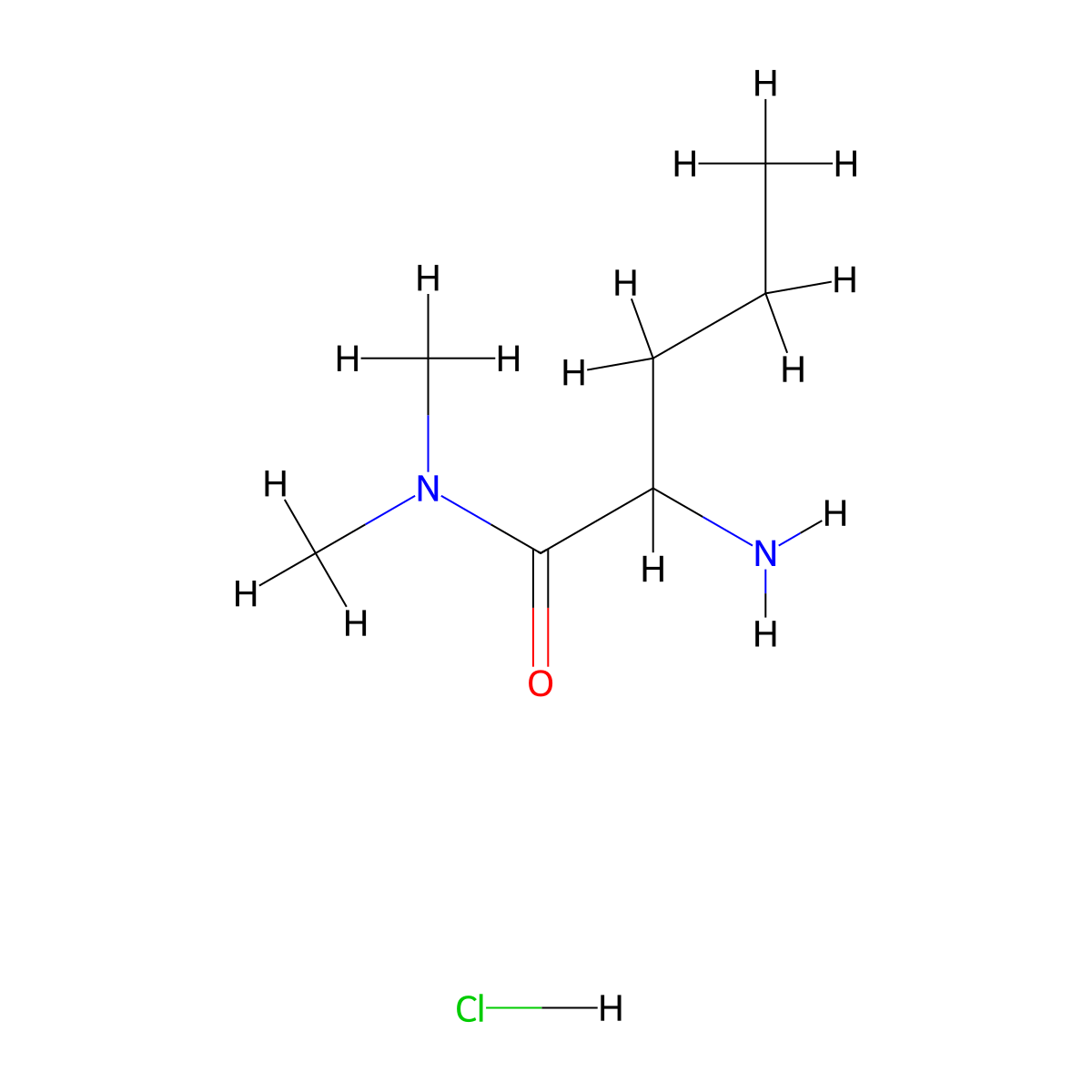 2-amino-N,N-dimethylpentanamide hydrochloride molecular structure, CAS 2197409-23-5