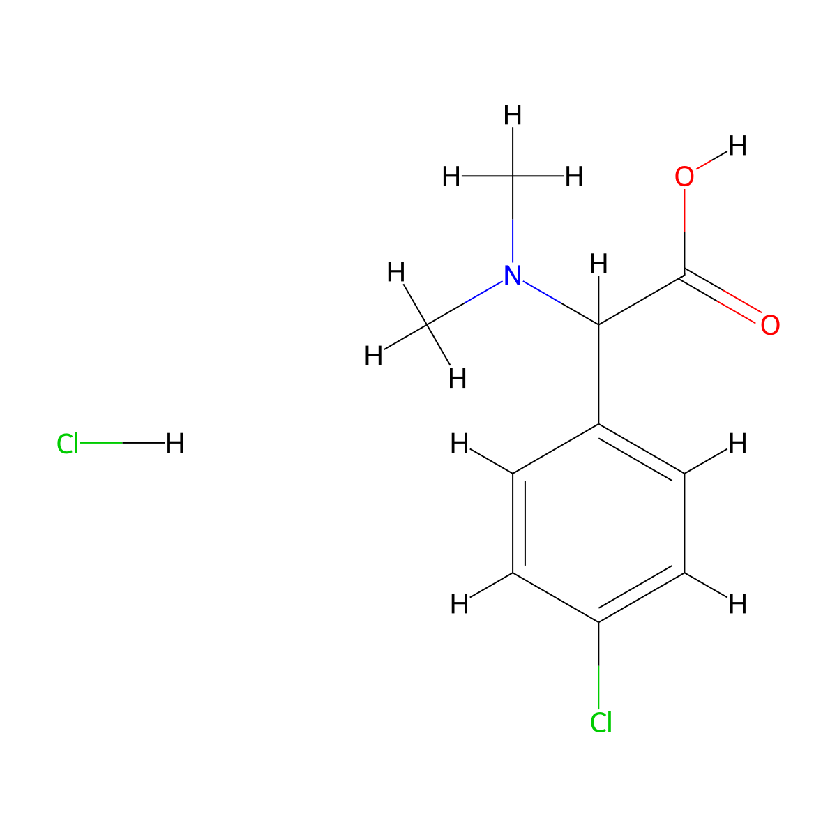 (4-Chloro-phenyl)-dimethylamino-acetic acid HCl molecular structure, CAS 2197410-54-9
