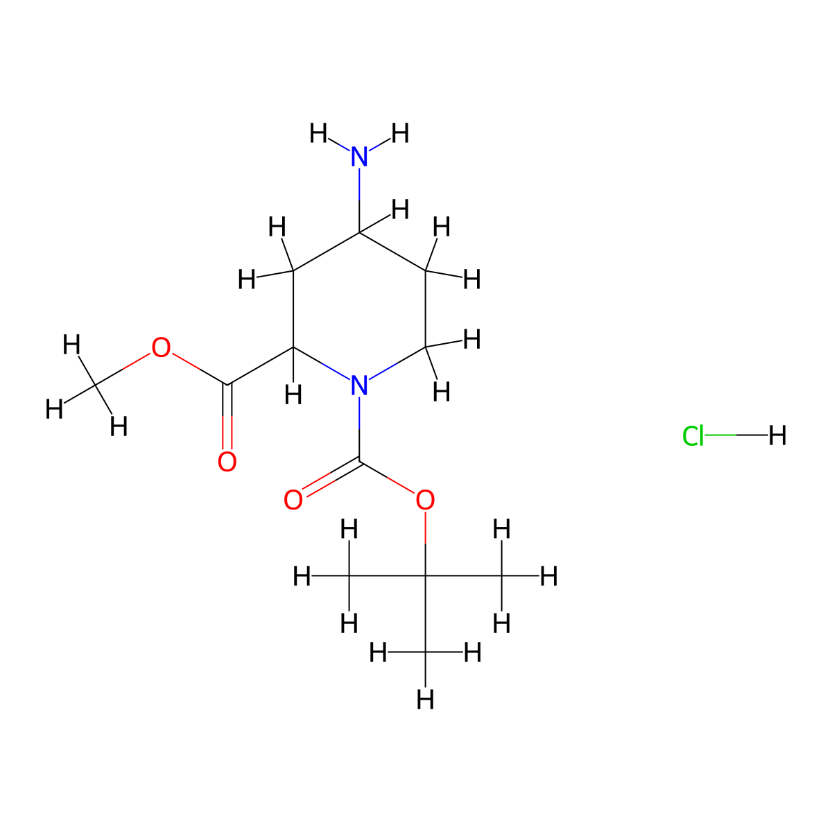 1-(tert-Butyl) 2-methyl 4-amino-1,2-piperidinedicarboxylate hydrochloride molecular structure, CAS 2197413-62-8