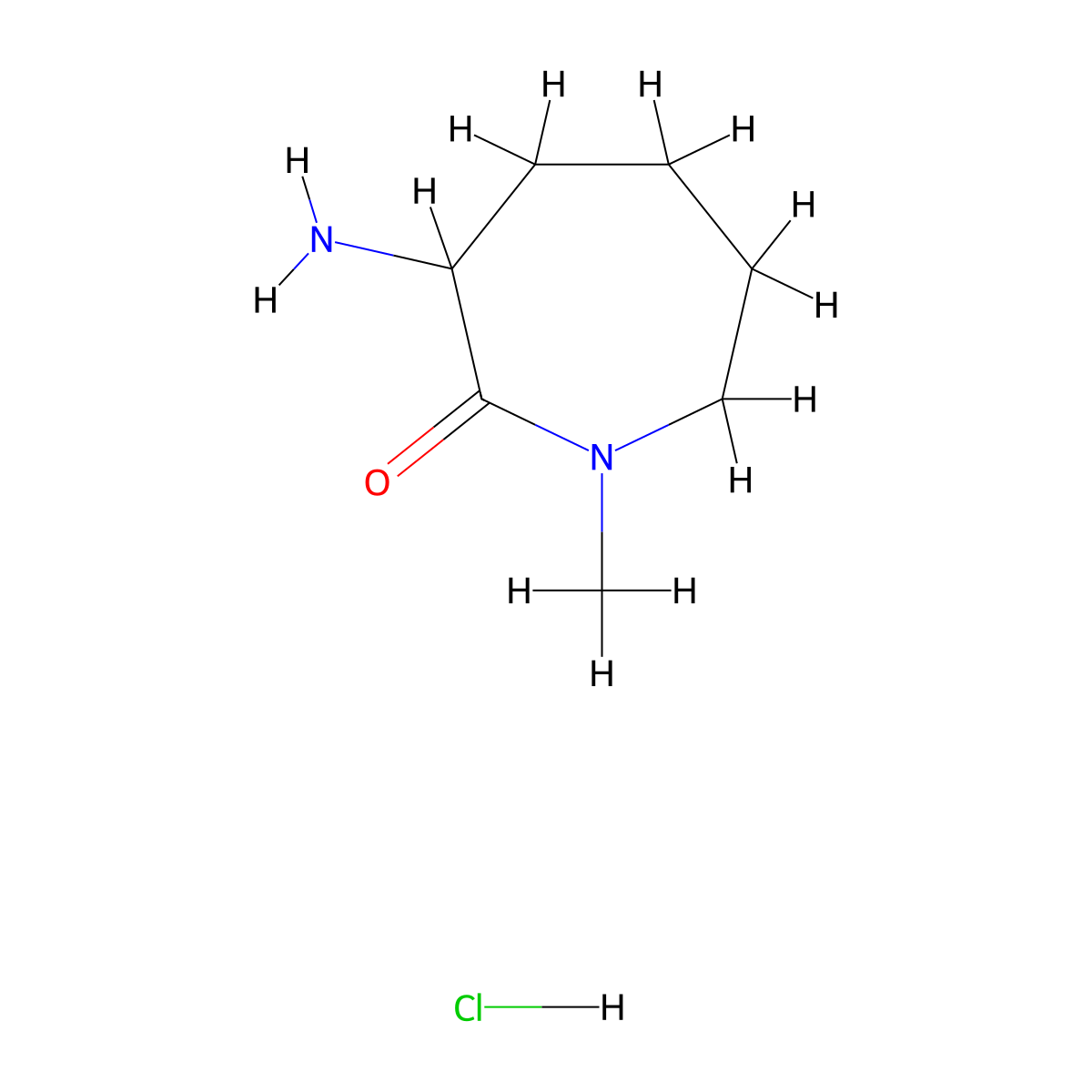 3-Amino-1-methyl-azepan-2-one;hydrochloride molecular structure, CAS 2197418-37-2