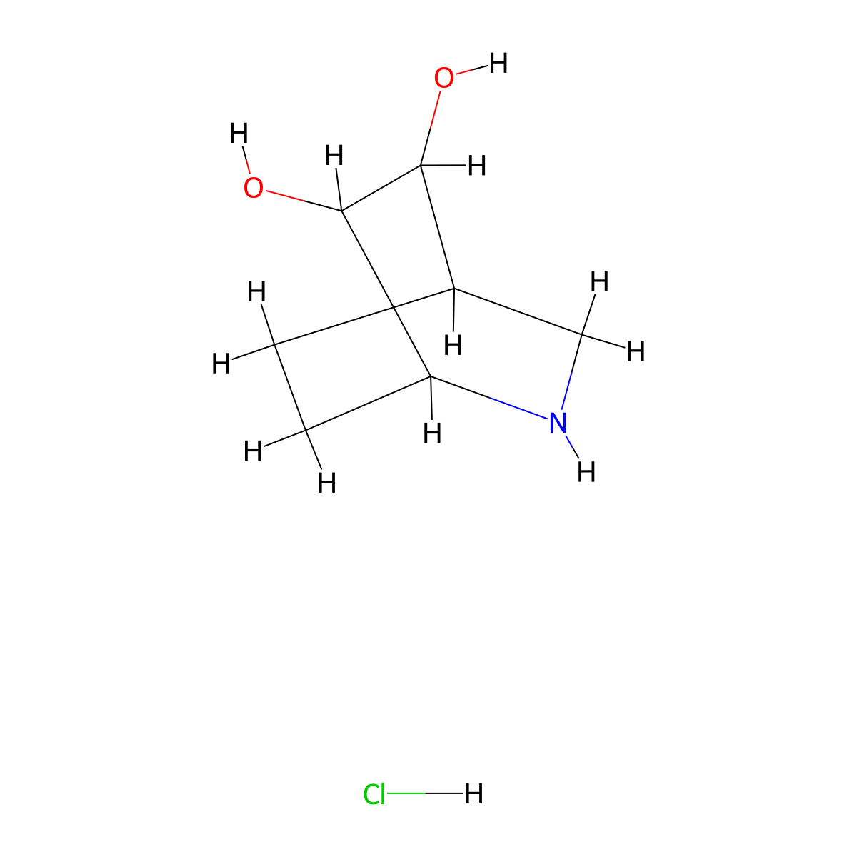 2-Azabicyclo[2.2.2]octane-5,6-diol hydrochloride molecular structure, CAS 2197422-82-3