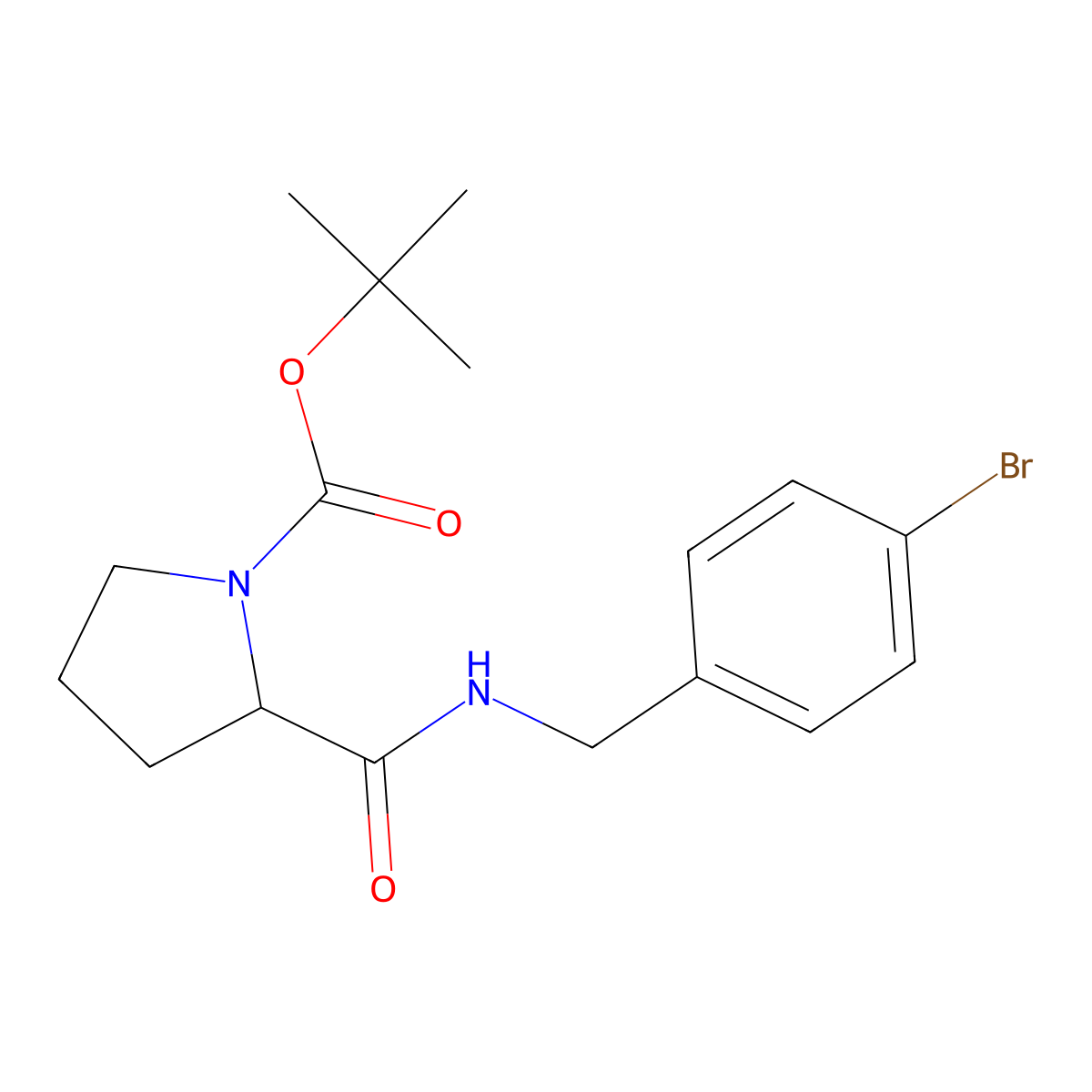 2-(4-Bromo-benzylcarbamoyl)-pyrrolidine-1-carboxylic acid tert-butyl ester molecular structure, CAS 2197427-85-1