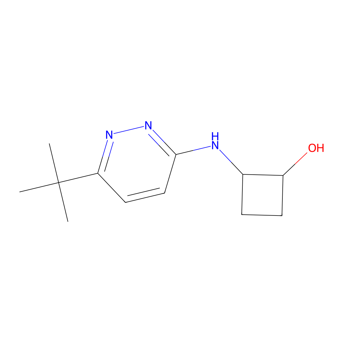 2-[(6-Tert-butylpyridazin-3-yl)amino]cyclobutan-1-ol molecular structure, CAS 2197453-42-0