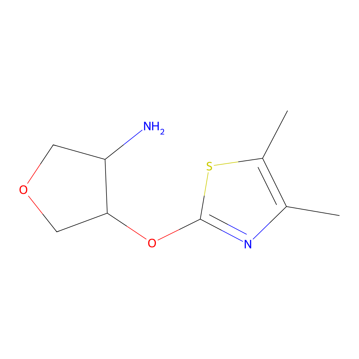 4-[(4,5-Dimethyl-1,3-thiazol-2-yl)oxy]oxolan-3-amine molecular structure, CAS 2197453-44-2
