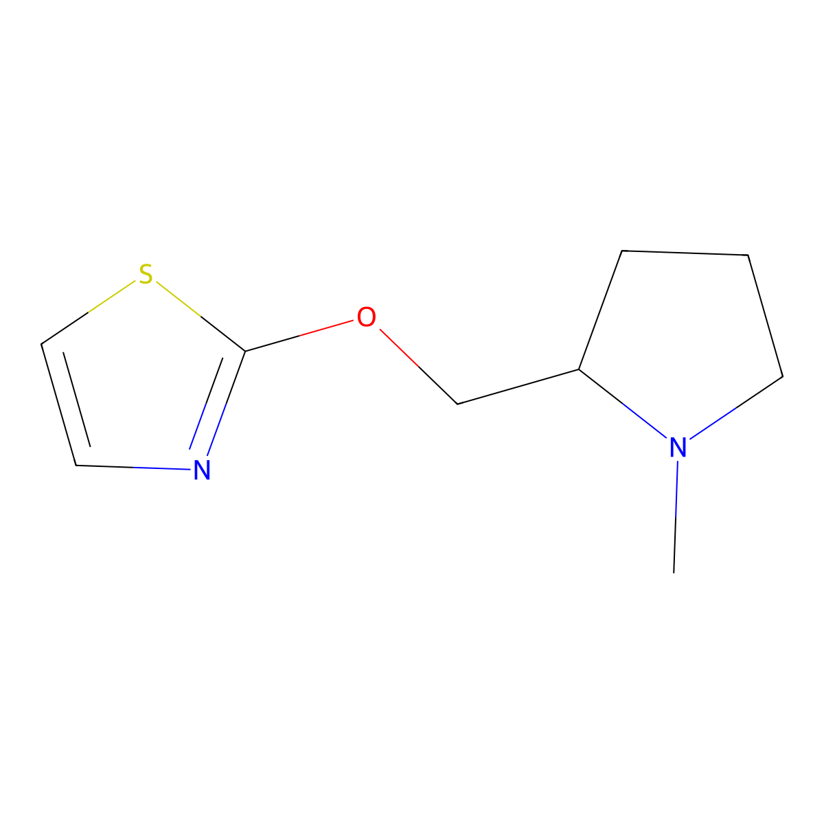 2-[(1-Methylpyrrolidin-2-yl)methoxy]-1,3-thiazole molecular structure, CAS 2197455-05-1