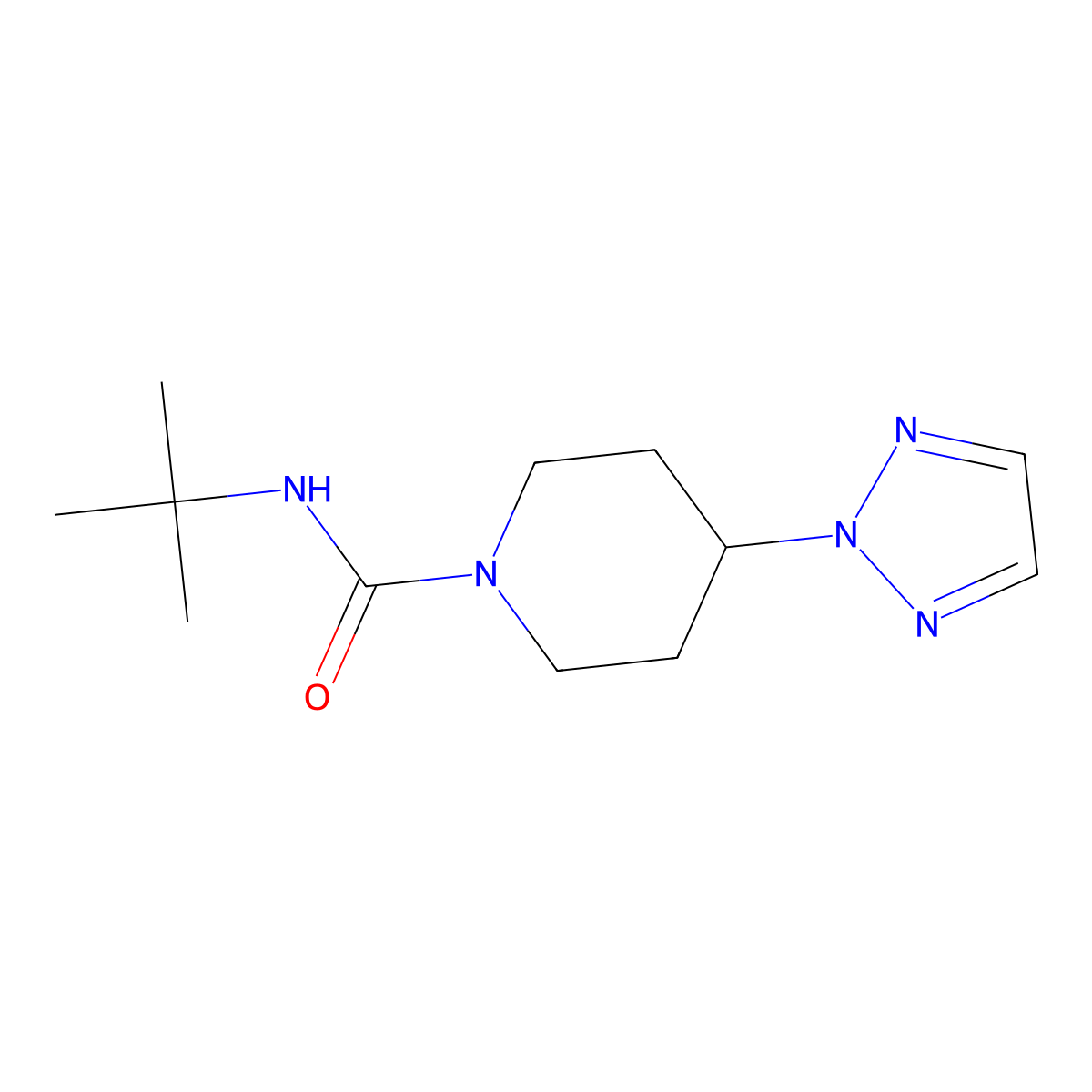 N-tert-butyl-4-(2H-1,2,3-triazol-2-yl)piperidine-1-carboxamide molecular structure, CAS 2197482-78-1