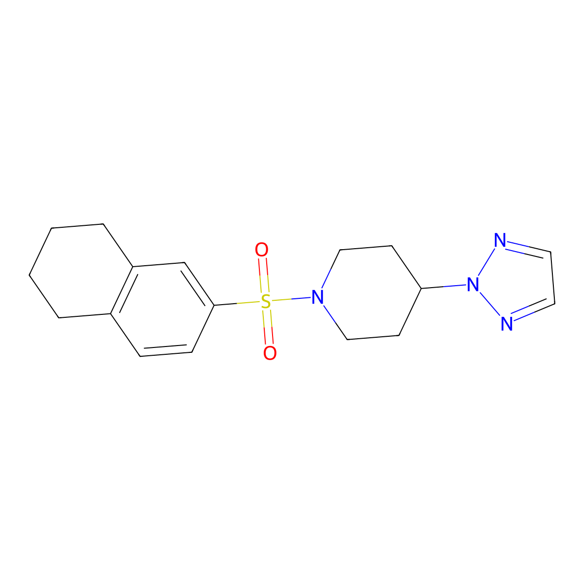 1-(5,6,7,8-tetrahydronaphthalene-2-sulfonyl)-4-(2H-1,2,3-triazol-2-yl)piperidine molecular structure, CAS 2197487-76-4