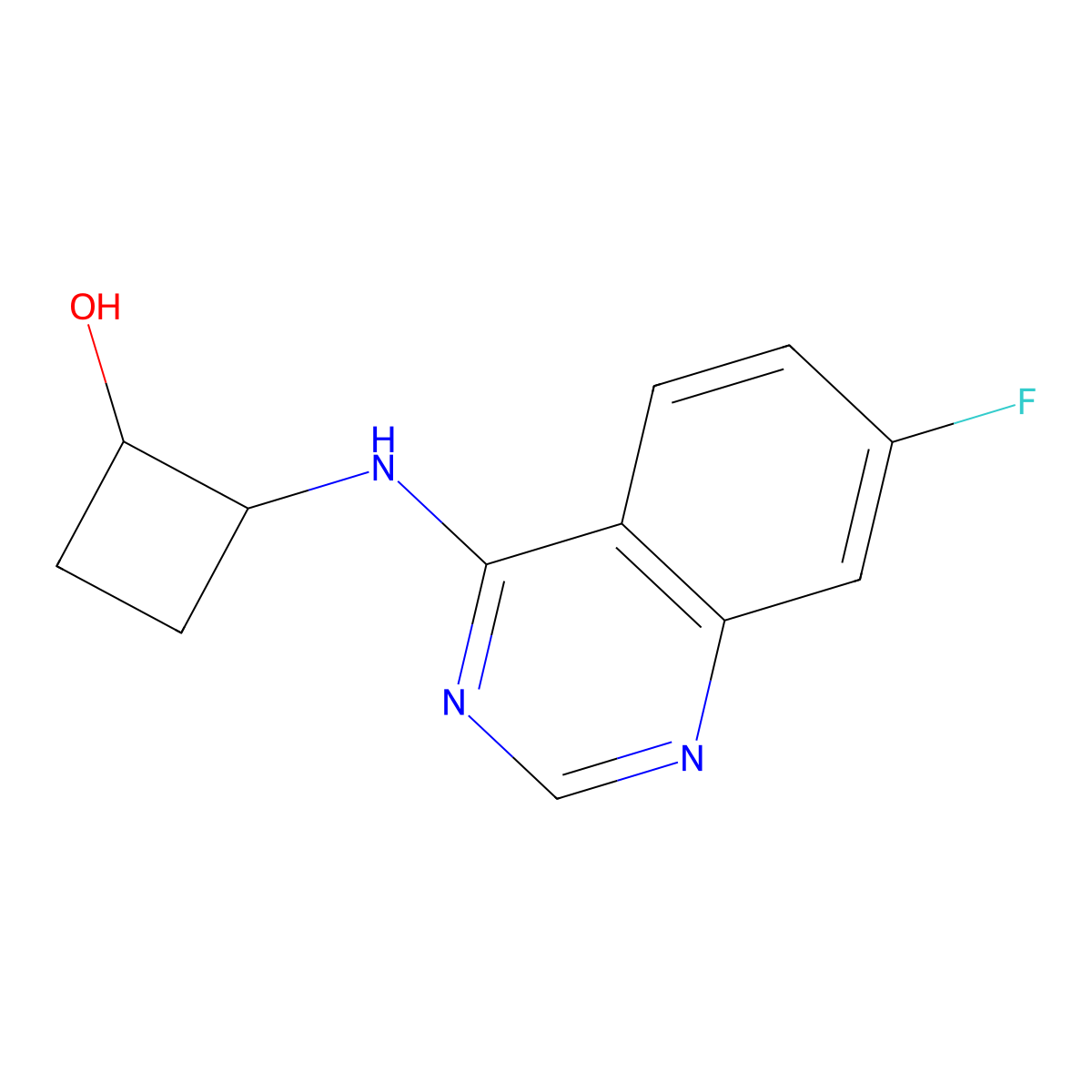 2-[(7-Fluoroquinazolin-4-yl)amino]cyclobutan-1-ol molecular structure, CAS 2197491-33-9