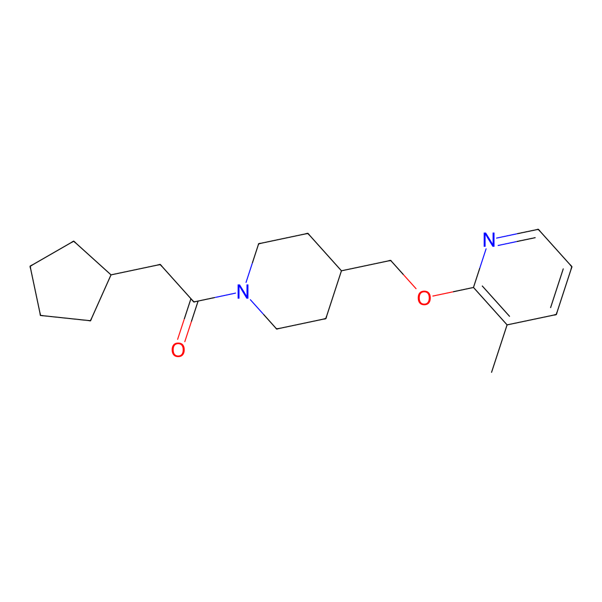 2-Cyclopentyl-1-(4-{[(3-methylpyridin-2-yl)oxy]methyl}piperidin-1-yl)ethan-1-one molecular structure, CAS 2197493-20-0