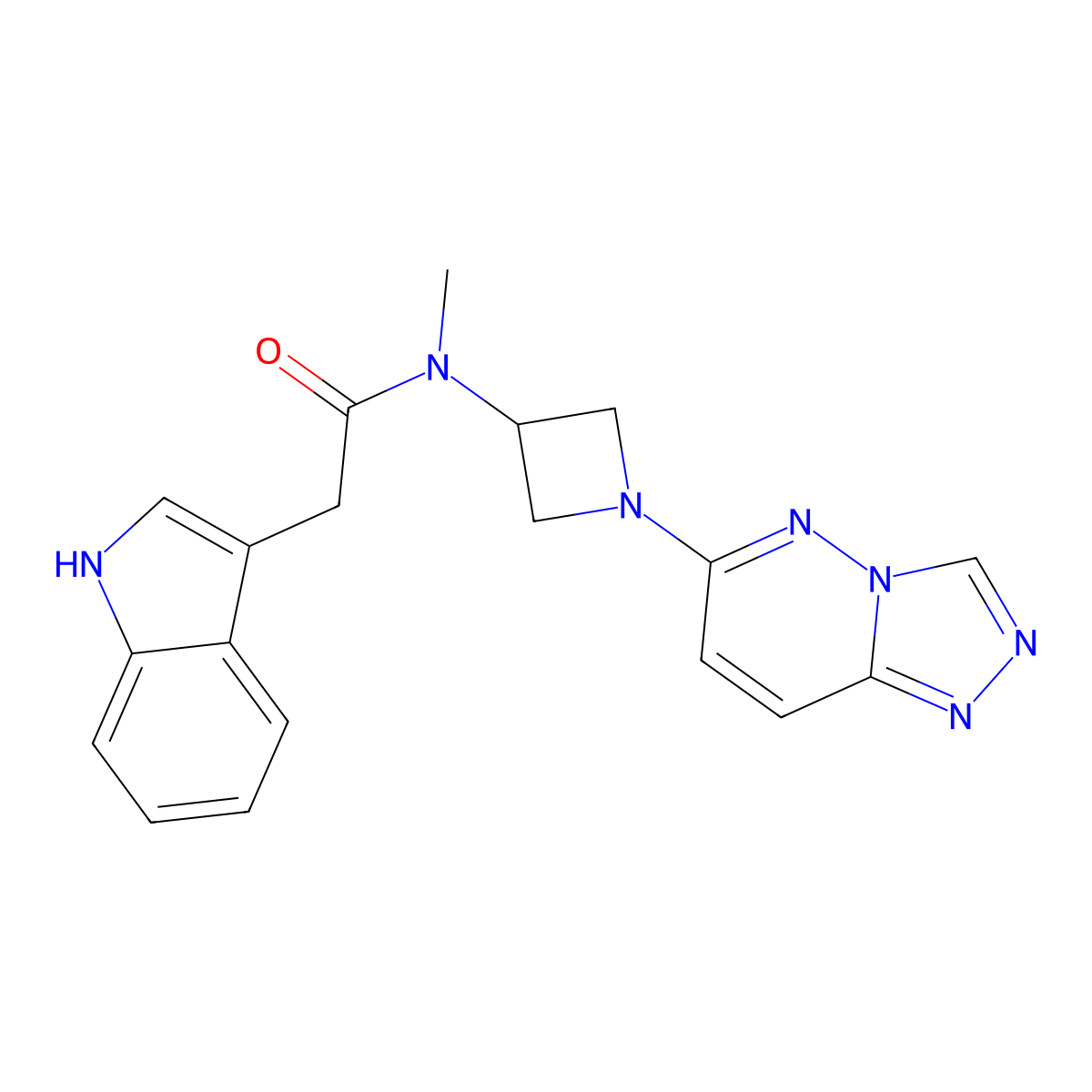 2-(1H-indol-3-yl)-N-methyl-N-(1-{[1,2,4]triazolo[4,3-b]pyridazin-6-yl}azetidin-3-yl)acetamide molecular structure, CAS 2197499-07-1