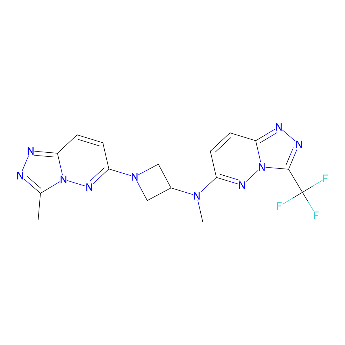 N-methyl-1-{3-methyl-[1,2,4]triazolo[4,3-b]pyridazin-6-yl}-N-[3-(trifluoromethyl)-[1,2,4]triazolo[4,3-b]pyridazin-6-yl]azetidin-3-amine molecular structure, CAS 2197499-99-1