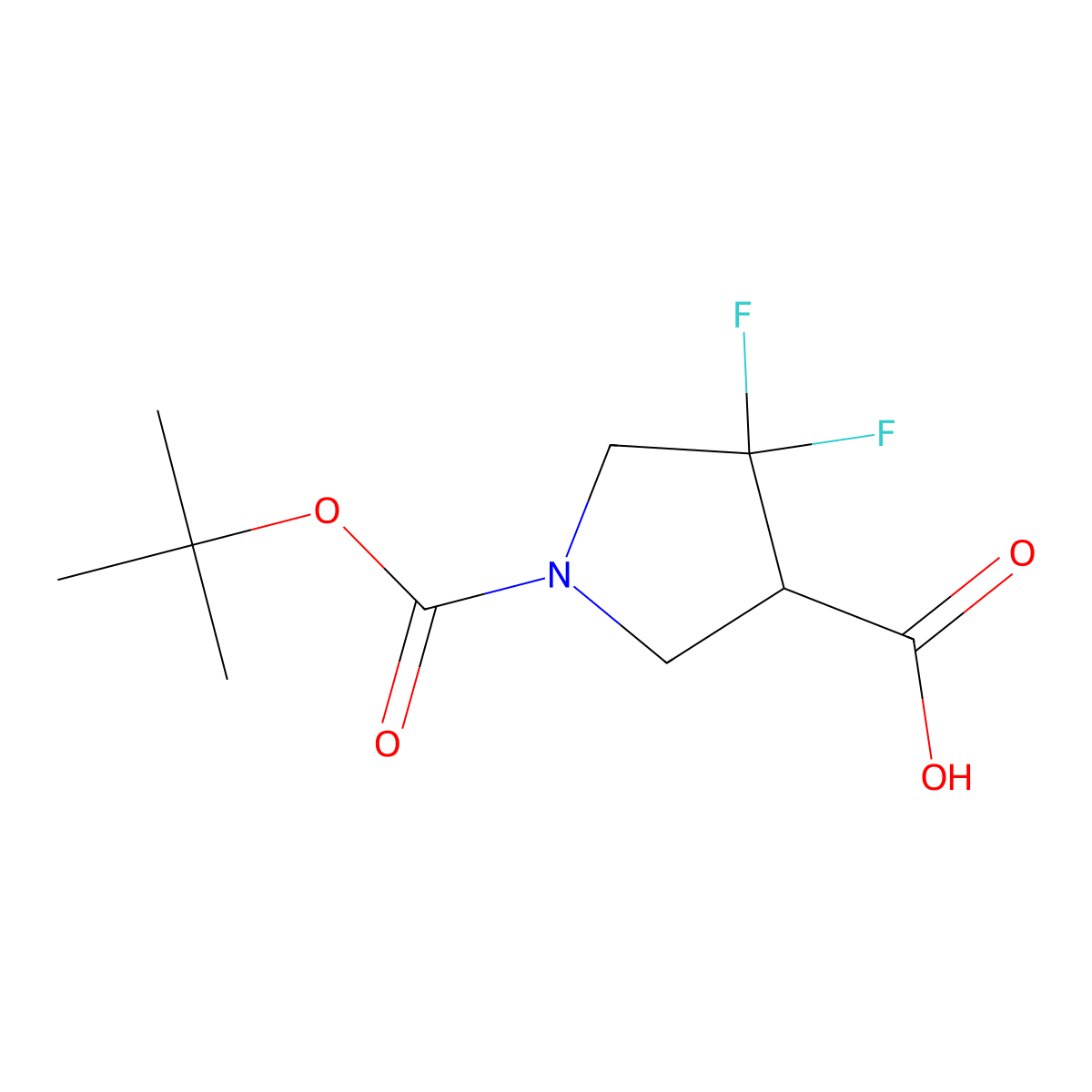 (3S)-1-Tert-butoxycarbonyl-4,4-difluoro-pyrrolidine-3-carboxylic acid molecular structure, CAS 2197504-50-8
