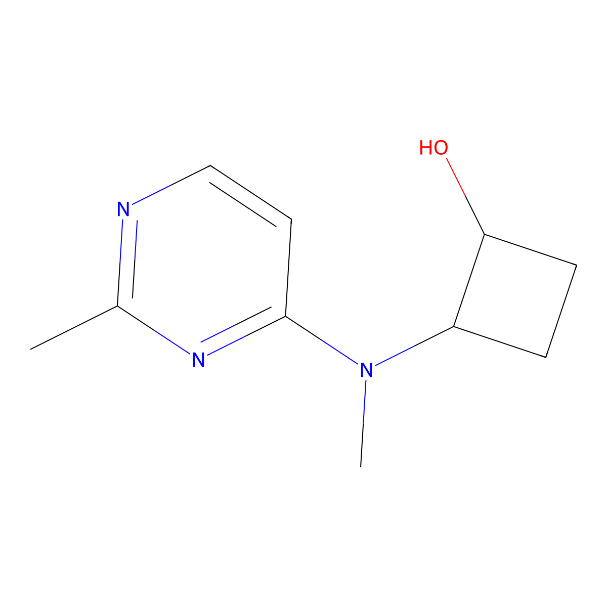 2-[Methyl(2-methylpyrimidin-4-yl)amino]cyclobutan-1-ol molecular structure, CAS 2197522-21-5