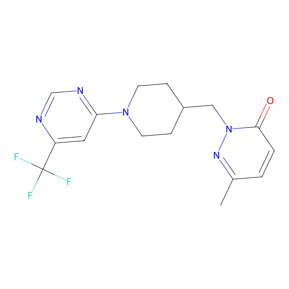 6-Methyl-2-({1-[6-(trifluoromethyl)pyrimidin-4-yl]piperidin-4-yl}methyl)-2,3-dihydropyridazin-3-one molecular structure, CAS 2197522-85-1