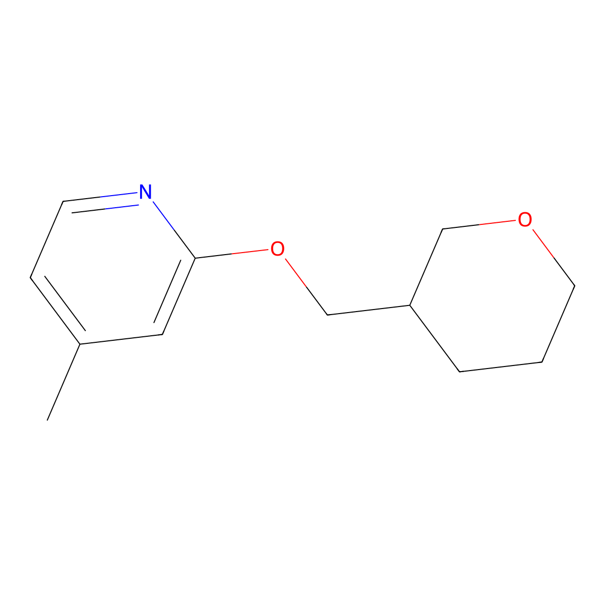 4-Methyl-2-[(oxan-3-yl)methoxy]pyridine molecular structure, CAS 2197523-10-5