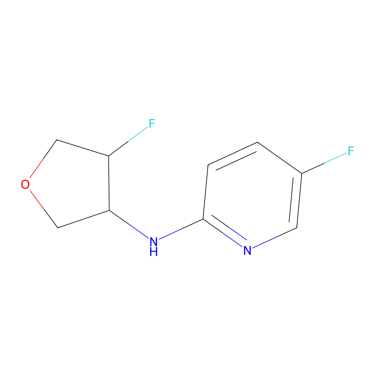 5-fluoro-N-(4-fluorooxolan-3-yl)pyridin-2-amine molecular structure, CAS 2197523-26-3