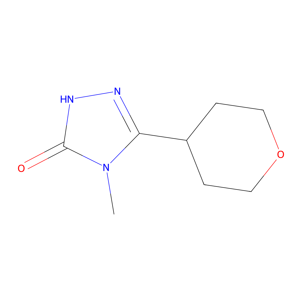 4-methyl-3-(oxan-4-yl)-4,5-dihydro-1H-1,2,4-triazol-5-one molecular structure, CAS 2197523-27-4