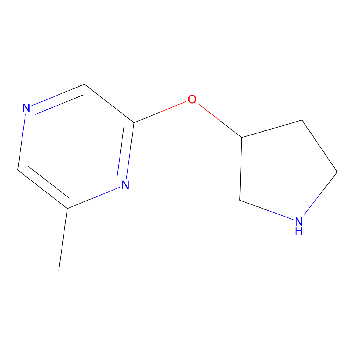2-Methyl-6-(pyrrolidin-3-yloxy)pyrazine molecular structure, CAS 2197523-34-3