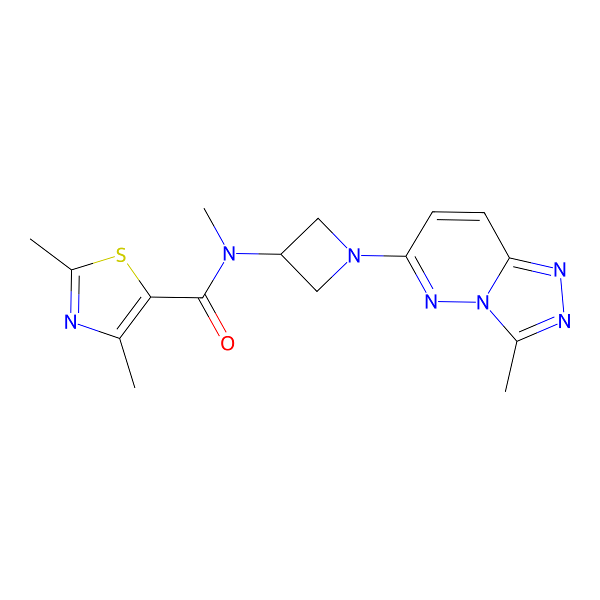 N,2,4-trimethyl-N-(1-{3-methyl-[1,2,4]triazolo[4,3-b]pyridazin-6-yl}azetidin-3-yl)-1,3-thiazole-5-carboxamide molecular structure, CAS 2197525-54-3