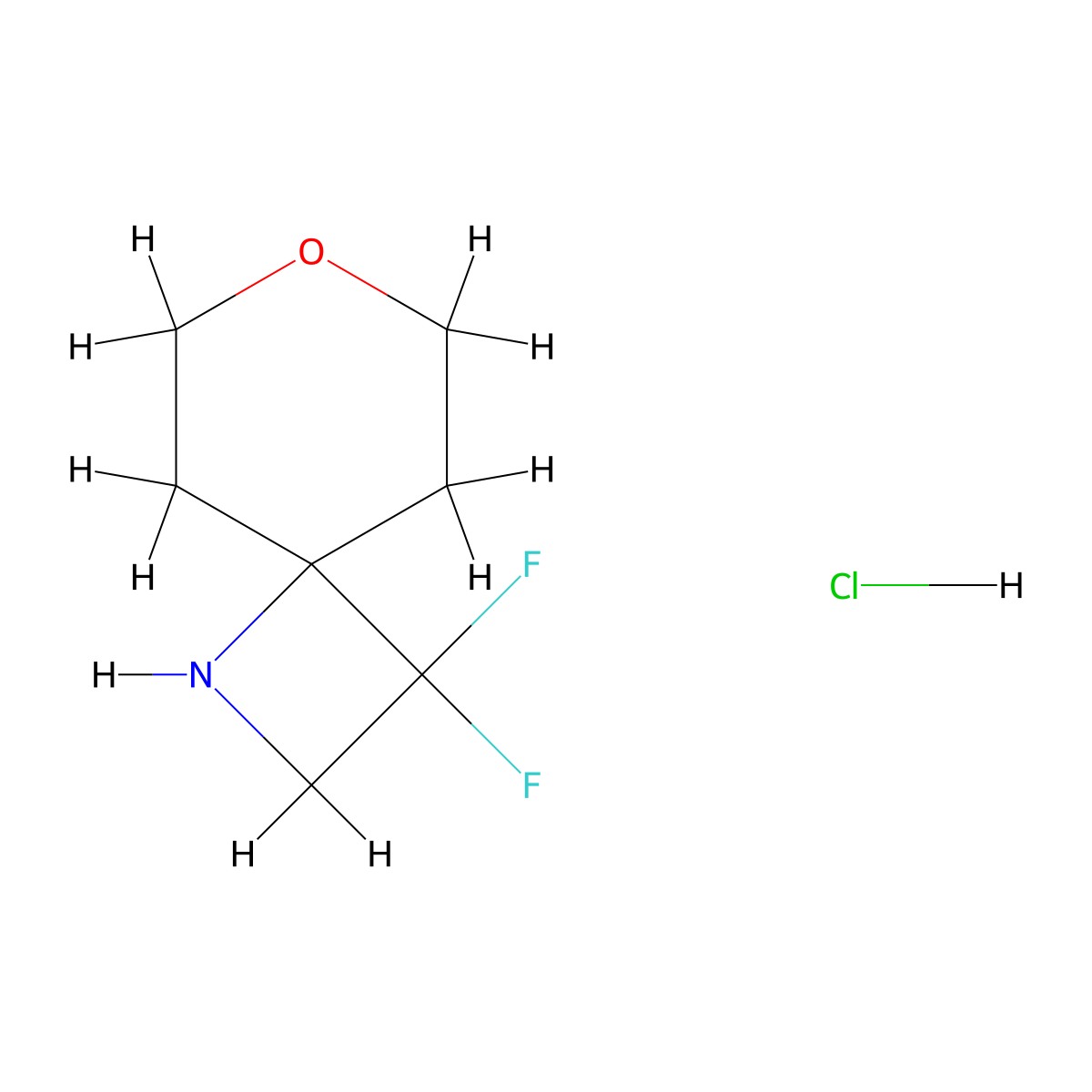 3,3-Difluoro-7-oxa-1-azaspiro[3.5]nonane hydrochloride molecular structure, CAS 2197527-75-4