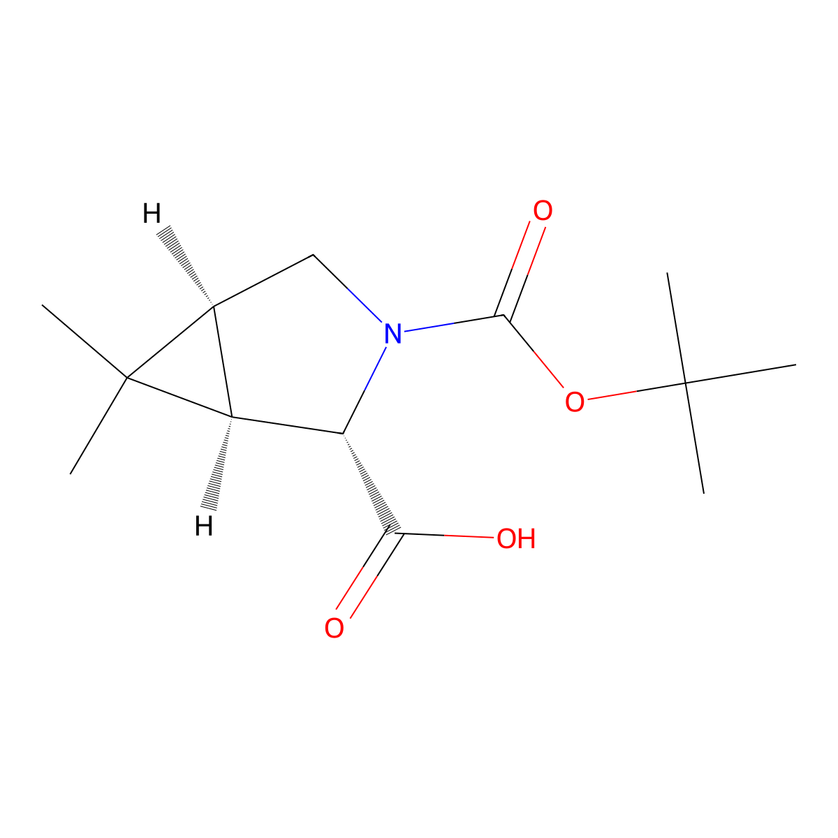 (1R,2S,5S)-3-(Tert-butoxycarbonyl)-6,6-dimethyl-3-azabicyclo[3.1.0]hexane-2-carboxylic acid molecular structure, CAS 219754-02-6
