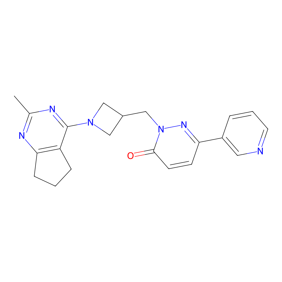 2-[(1-{2-methyl-5H,6H,7H-cyclopenta[d]pyrimidin-4-yl}azetidin-3-yl)methyl]-6-(pyridin-3-yl)-2,3-dihydropyridazin-3-one molecular structure, CAS 2197552-04-6