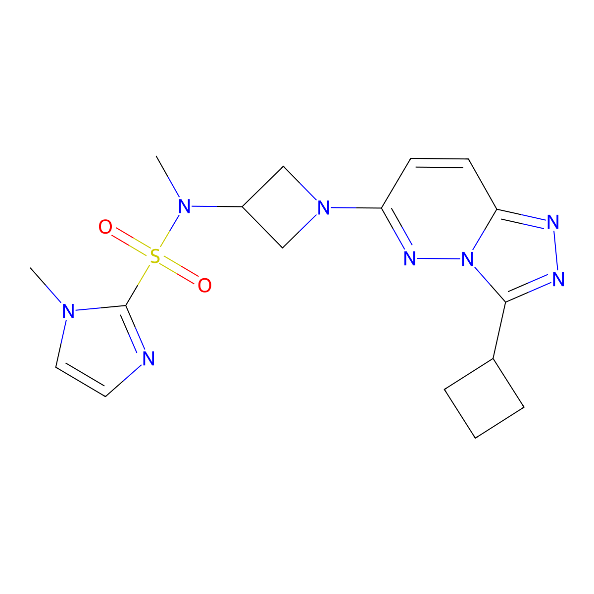 N-(1-{3-cyclobutyl-[1,2,4]triazolo[4,3-b]pyridazin-6-yl}azetidin-3-yl)-N,1-dimethyl-1H-imidazole-2-sulfonamide molecular structure, CAS 2197554-02-0