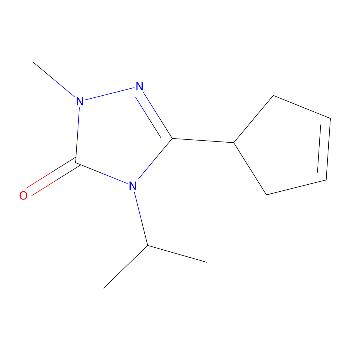 3-(cyclopent-3-en-1-yl)-1-methyl-4-(propan-2-yl)-4,5-dihydro-1H-1,2,4-triazol-5-one molecular structure, CAS 2197579-09-0