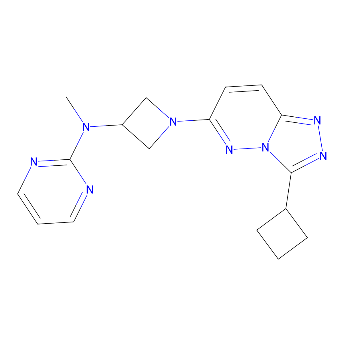 N-(1-{3-cyclobutyl-[1,2,4]triazolo[4,3-b]pyridazin-6-yl}azetidin-3-yl)-N-methylpyrimidin-2-amine molecular structure, CAS 2197579-43-2