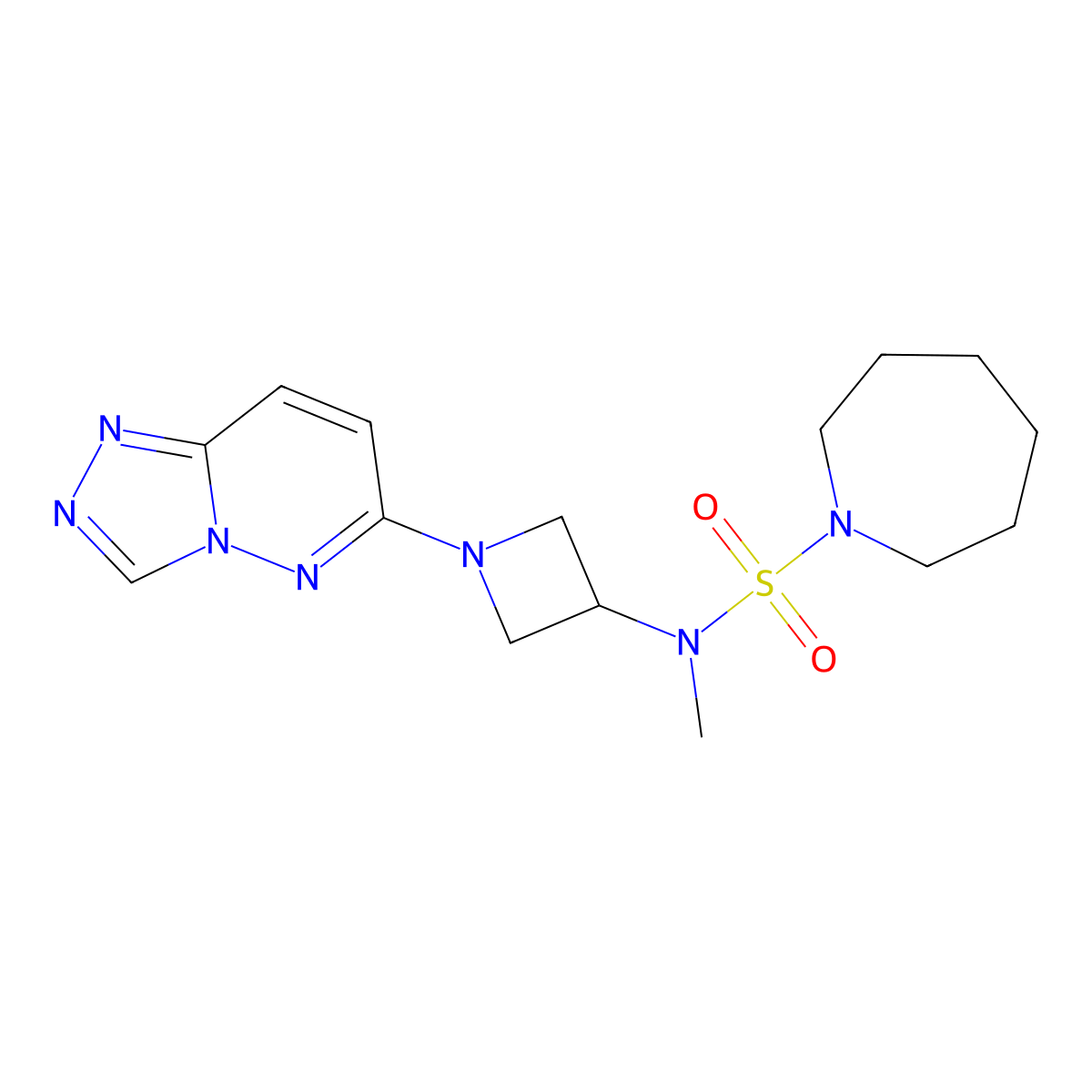 N-methyl-N-(1-{[1,2,4]triazolo[4,3-b]pyridazin-6-yl}azetidin-3-yl)azepane-1-sulfonamide molecular structure, CAS 2197579-82-9