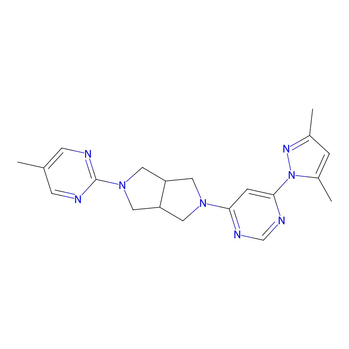 4-(3,5-dimethyl-1H-pyrazol-1-yl)-6-[5-(5-methylpyrimidin-2-yl)-octahydropyrrolo[3,4-c]pyrrol-2-yl]pyrimidine molecular structure, CAS 2197580-26-8