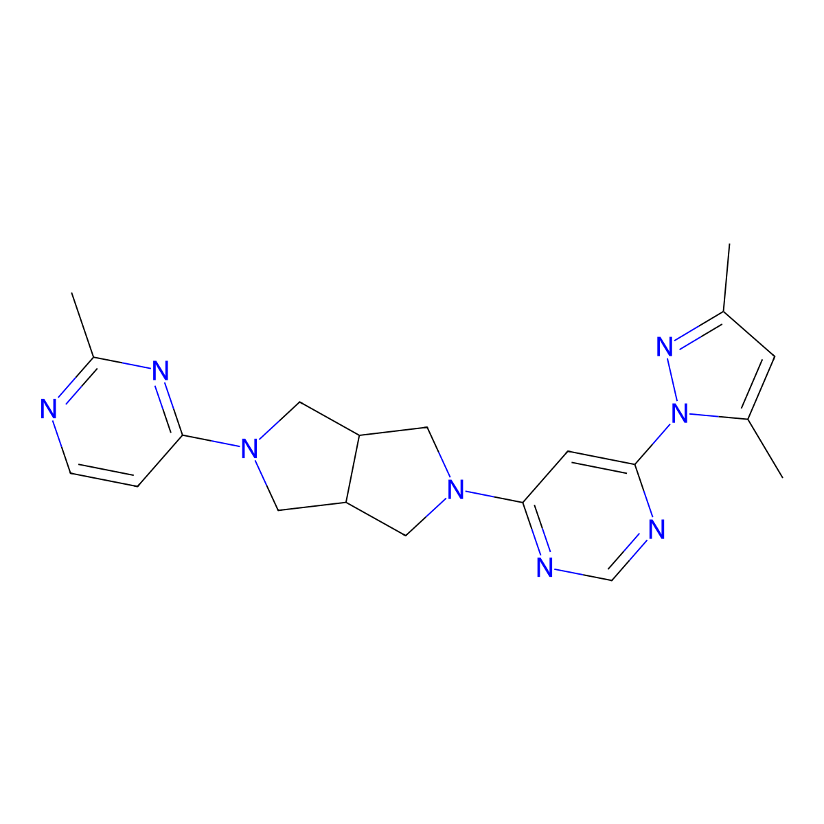 4-(3,5-dimethyl-1H-pyrazol-1-yl)-6-[5-(2-methylpyrimidin-4-yl)-octahydropyrrolo[3,4-c]pyrrol-2-yl]pyrimidine molecular structure, CAS 2197580-29-1