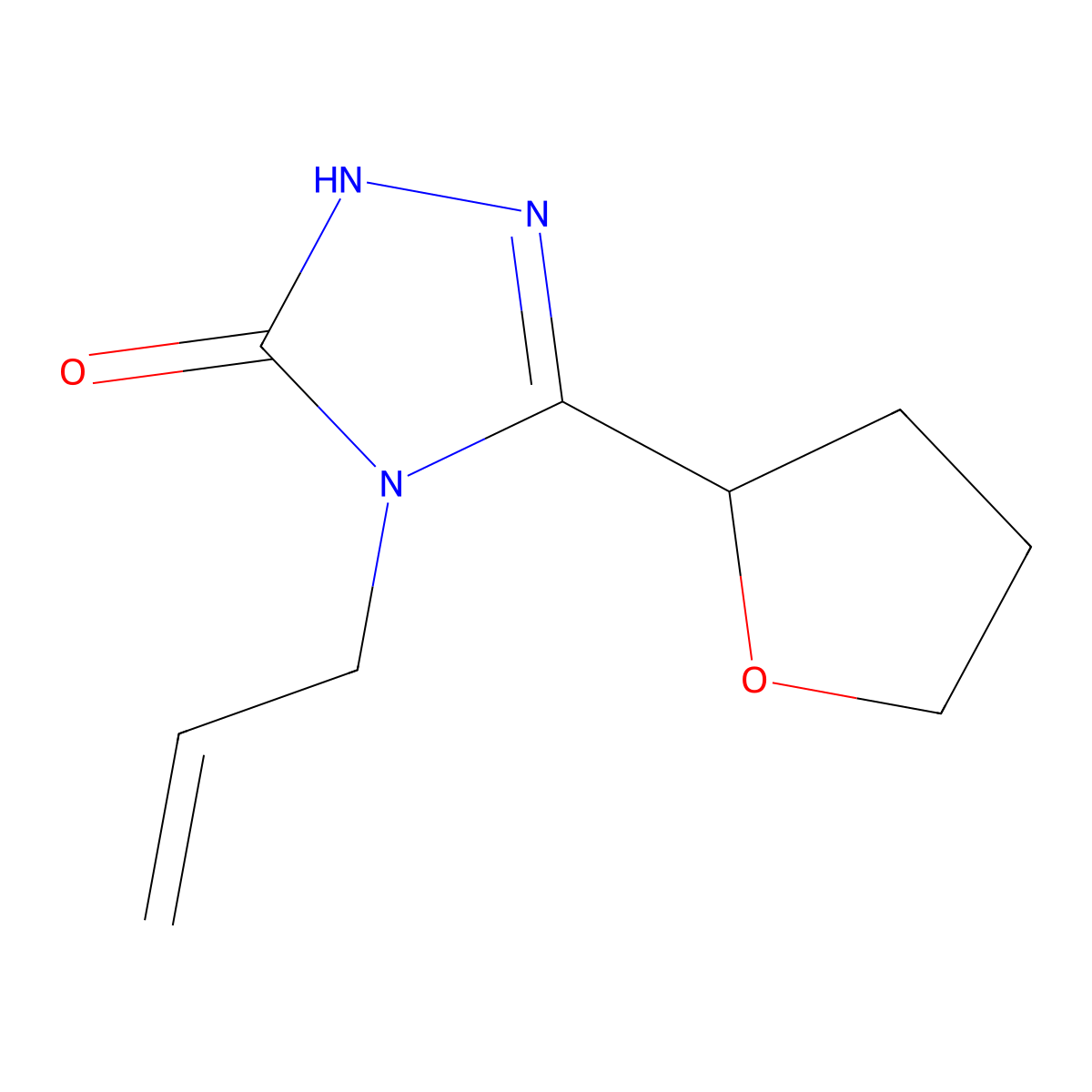 3-(oxolan-2-yl)-4-(prop-2-en-1-yl)-4,5-dihydro-1H-1,2,4-triazol-5-one molecular structure, CAS 2197600-35-2