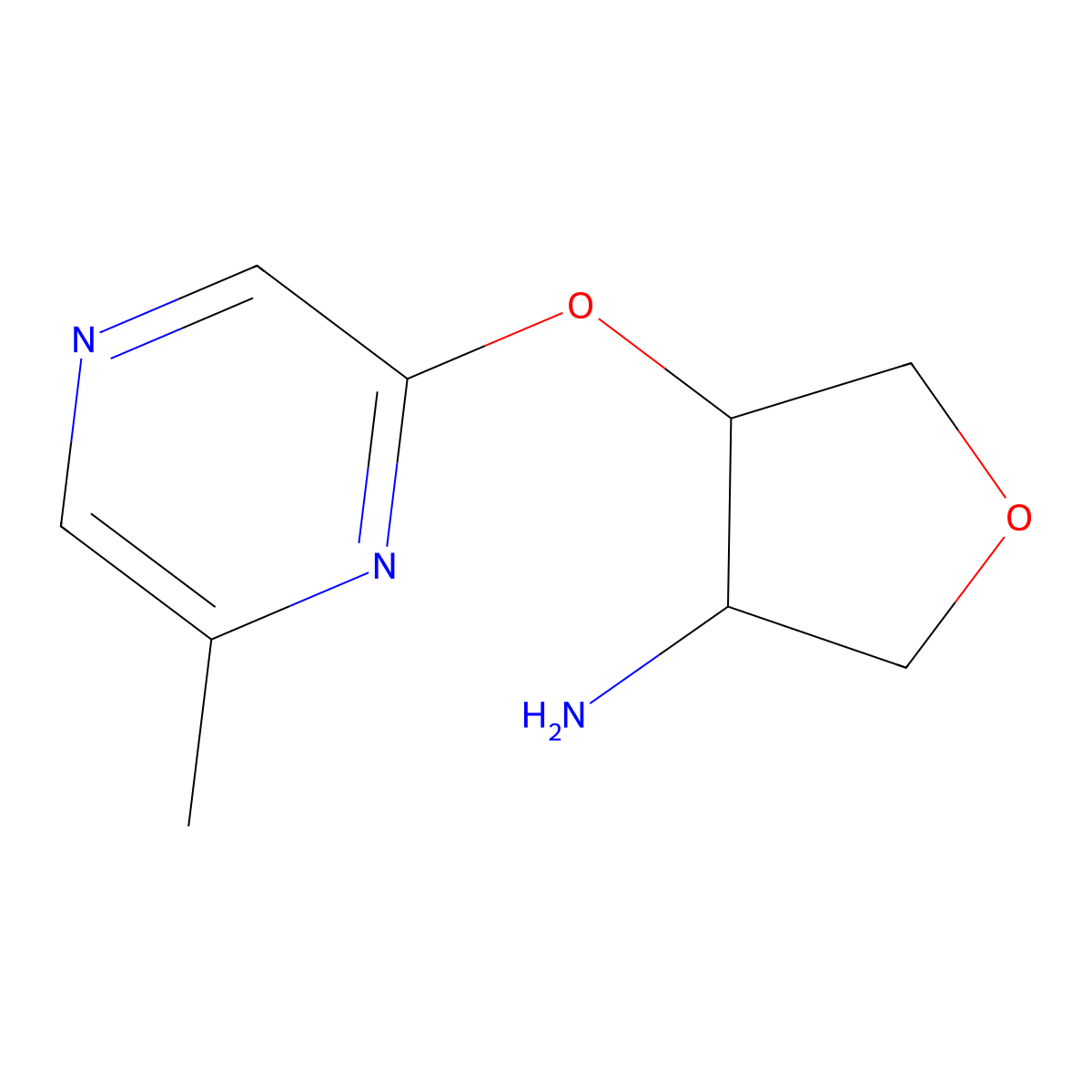 4-[(6-Methylpyrazin-2-yl)oxy]oxolan-3-amine molecular structure, CAS 2197600-36-3