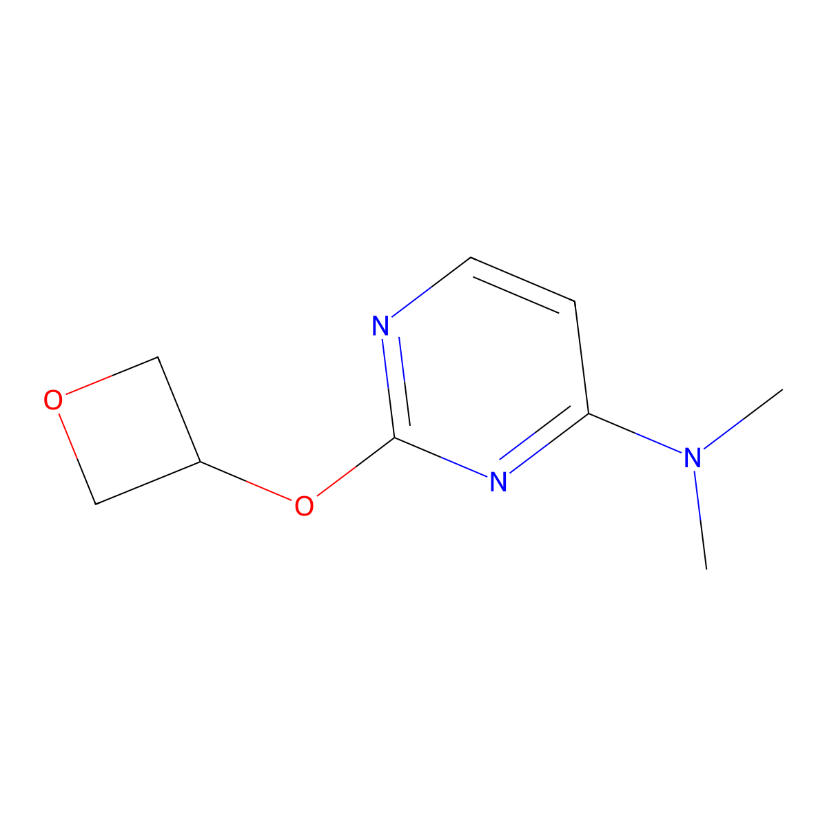 N,N-dimethyl-2-(oxetan-3-yloxy)pyrimidin-4-amine molecular structure, CAS 2197600-37-4