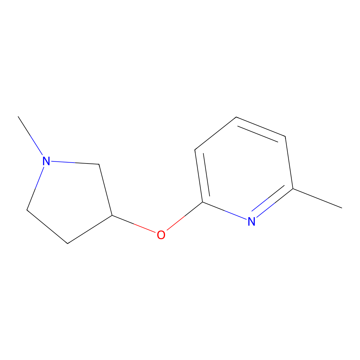 2-Methyl-6-[(1-methylpyrrolidin-3-yl)oxy]pyridine molecular structure, CAS 2197600-80-7