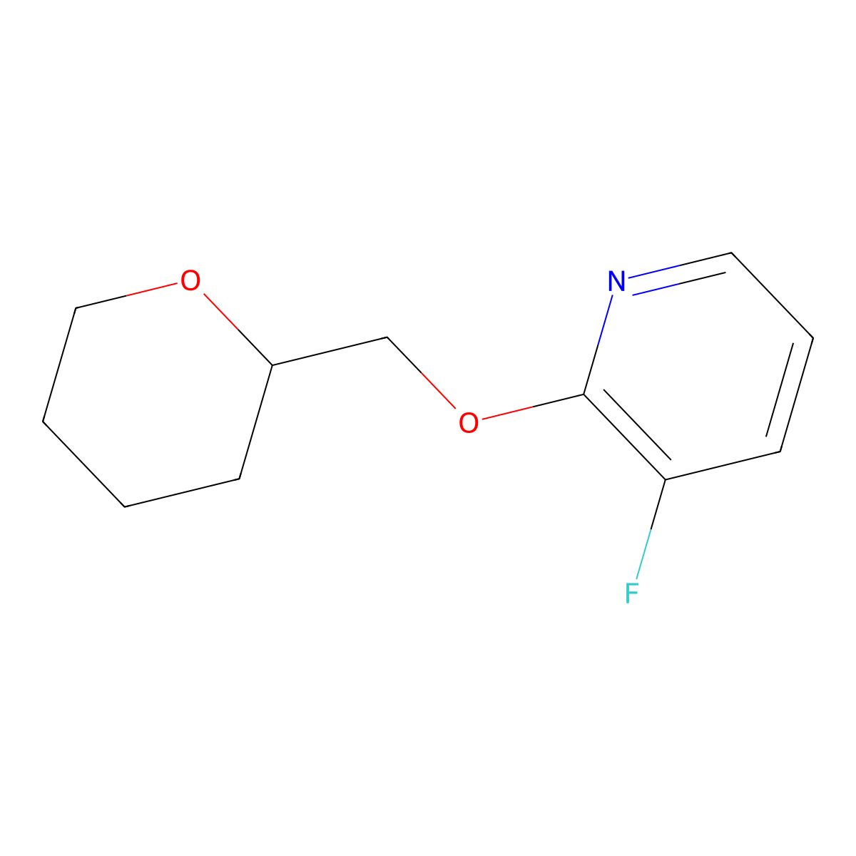 3-Fluoro-2-[(oxan-2-yl)methoxy]pyridine molecular structure, CAS 2197600-87-4