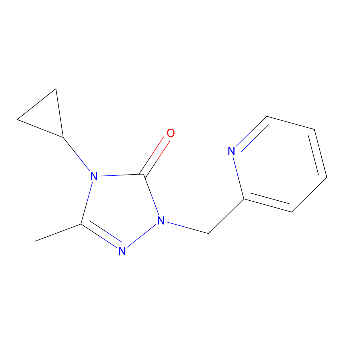 4-cyclopropyl-3-methyl-1-[(pyridin-2-yl)methyl]-4,5-dihydro-1H-1,2,4-triazol-5-one molecular structure, CAS 2197601-21-9