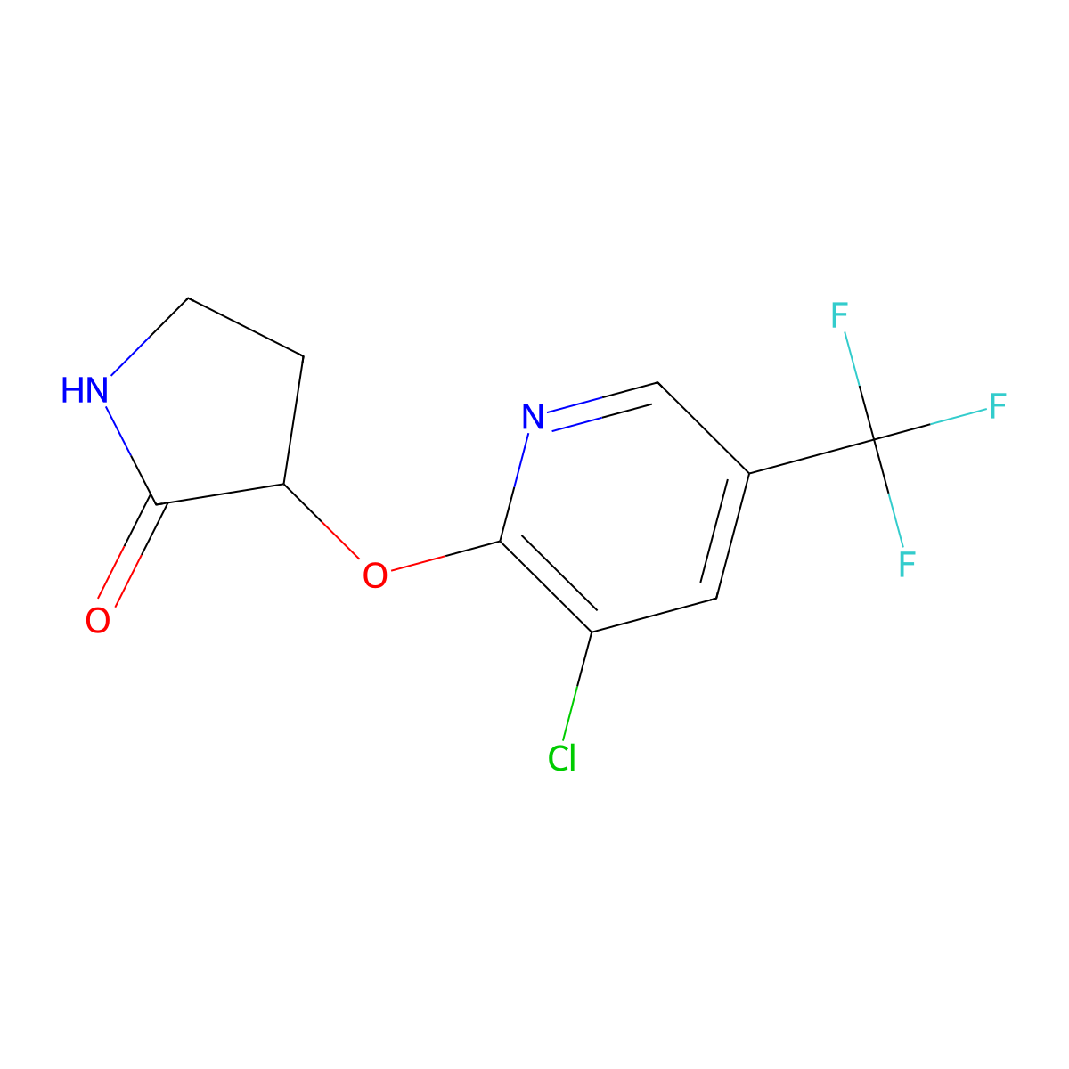 3-{[3-Chloro-5-(trifluoromethyl)pyridin-2-yl]oxy}pyrrolidin-2-one molecular structure, CAS 2197602-01-8
