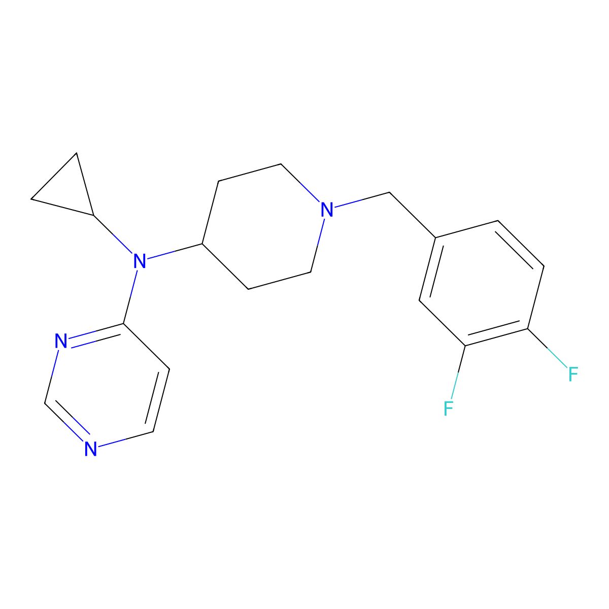 N-cyclopropyl-N-{1-[(3,4-difluorophenyl)methyl]piperidin-4-yl}pyrimidin-4-amine molecular structure, CAS 2197610-46-9