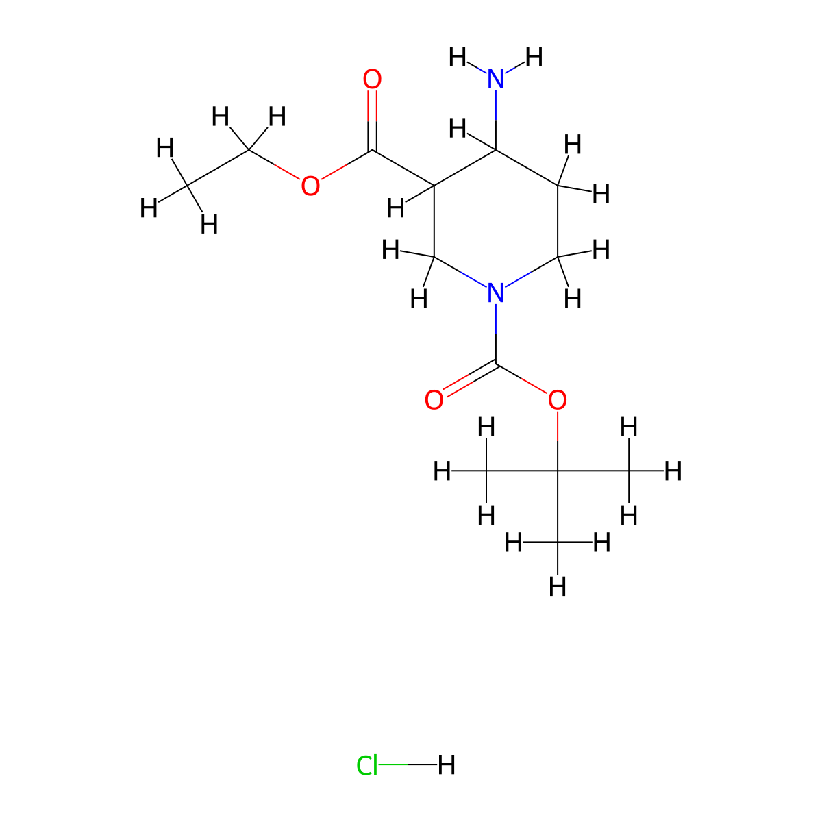 1-tert-Butyl 3-ethyl 4-aminopiperidine-1,3-dicarboxylate hydrochloride molecular structure, CAS 2197615-60-2