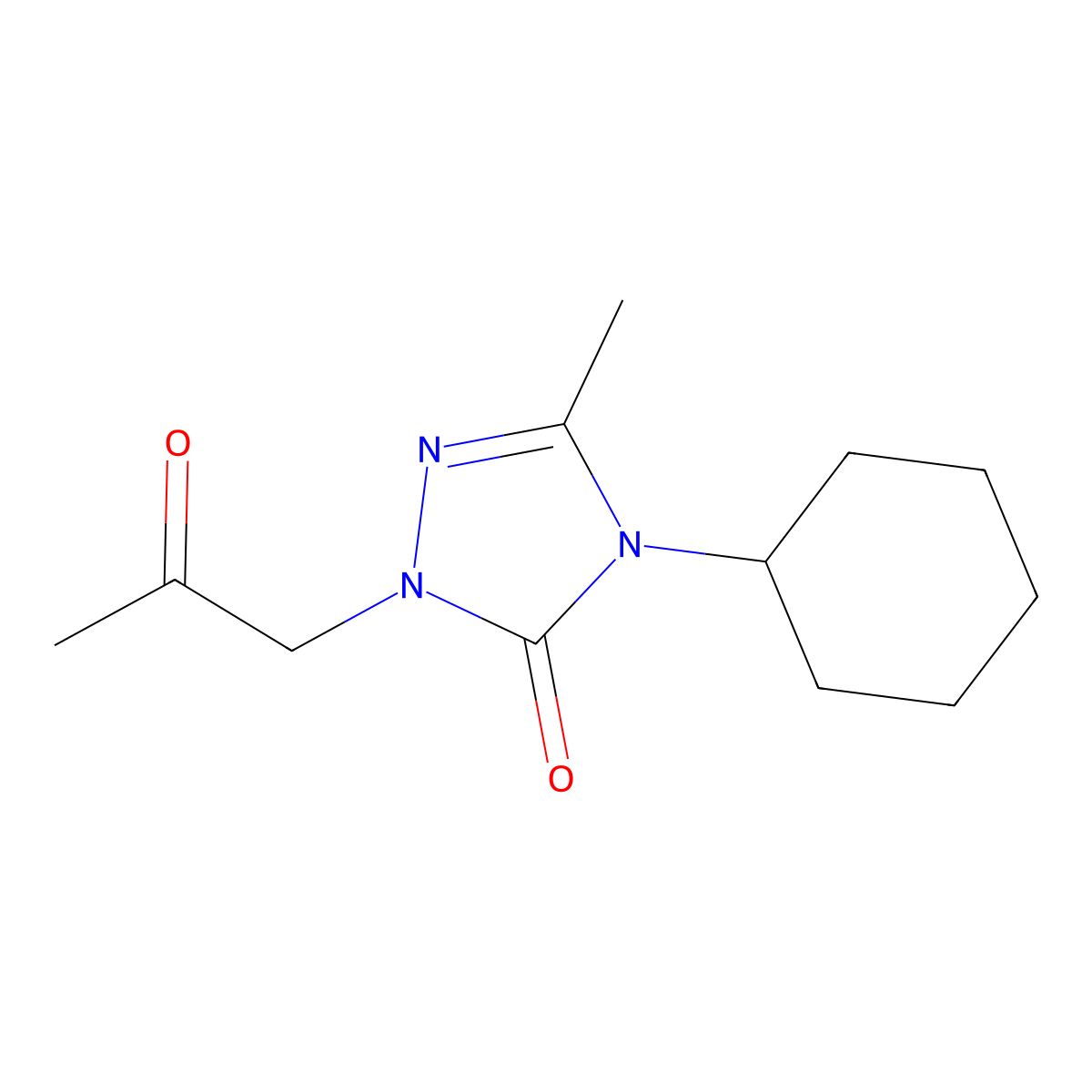 4-cyclohexyl-3-methyl-1-(2-oxopropyl)-4,5-dihydro-1H-1,2,4-triazol-5-one molecular structure, CAS 2197637-92-4