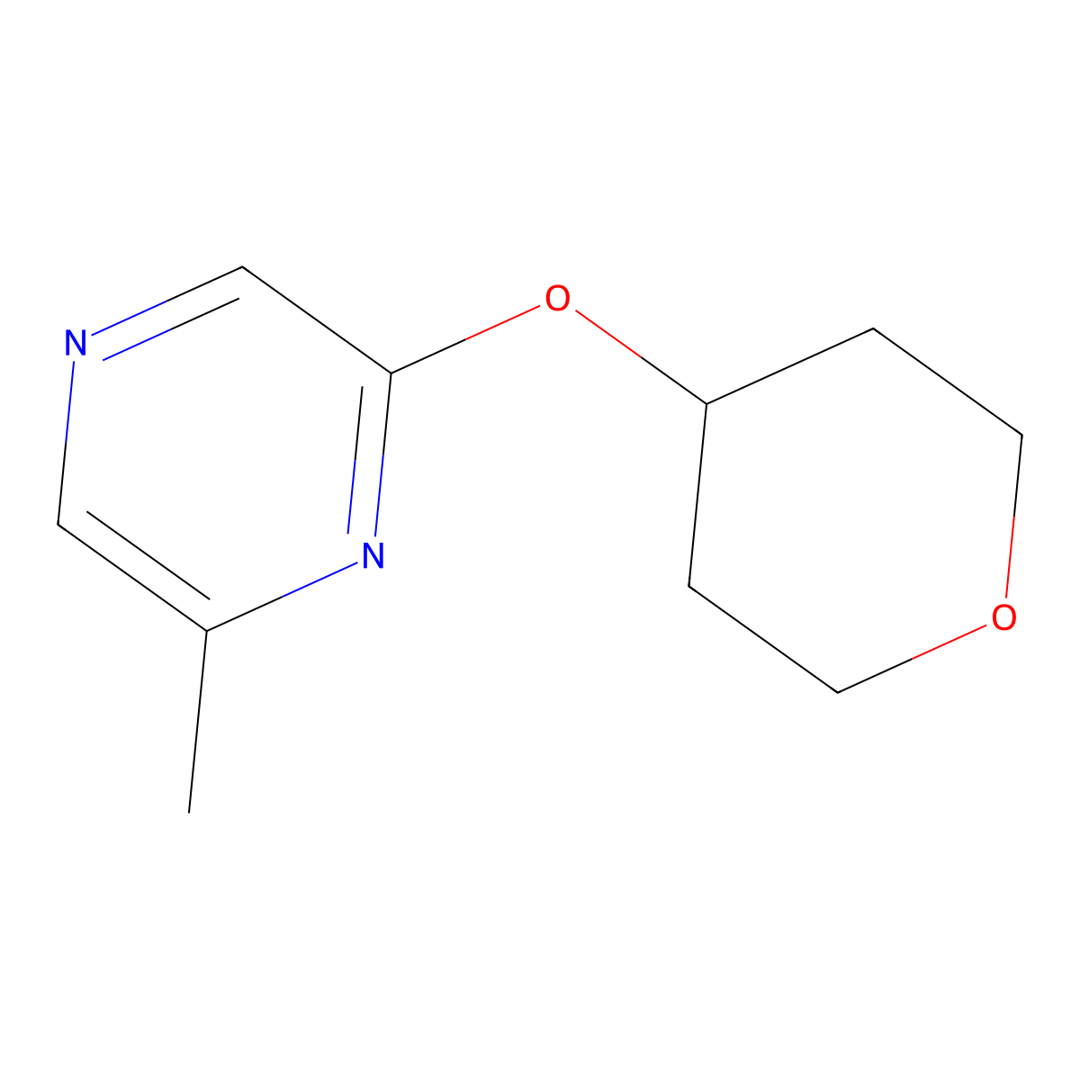 2-Methyl-6-(oxan-4-yloxy)pyrazine molecular structure, CAS 2197638-23-4
