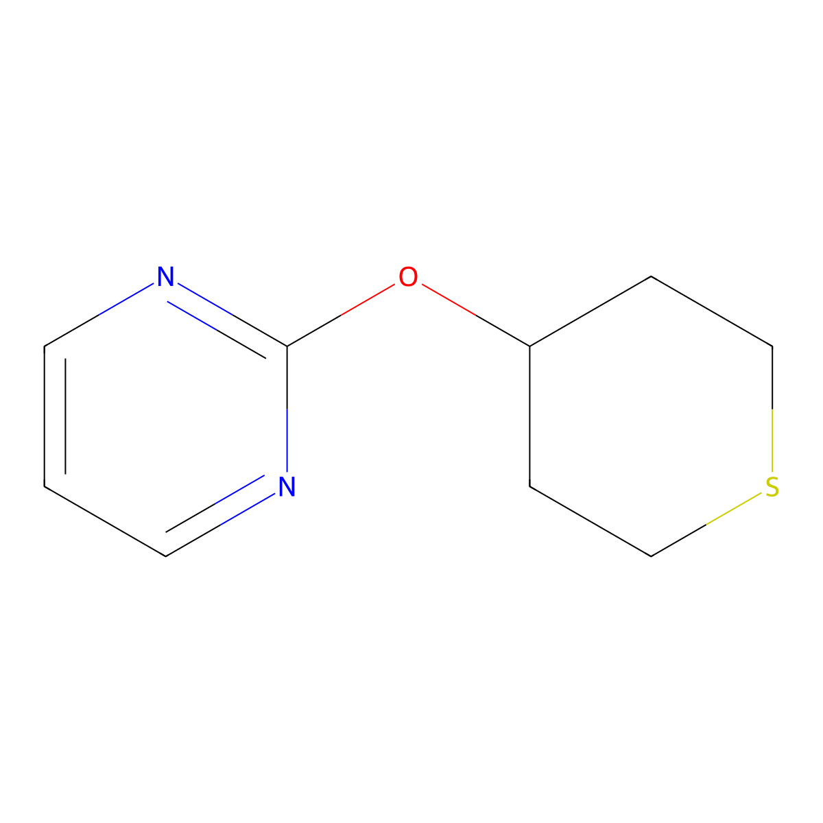 2-(Thian-4-yloxy)pyrimidine molecular structure, CAS 2197639-39-5